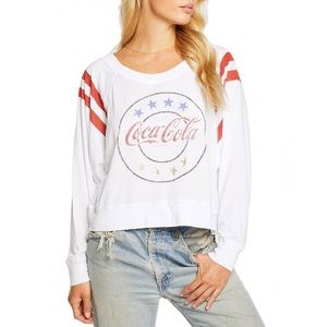 Chaser Coca Cola Classic Long Sleeve Crew Neck Tee White and Red Size Medium
